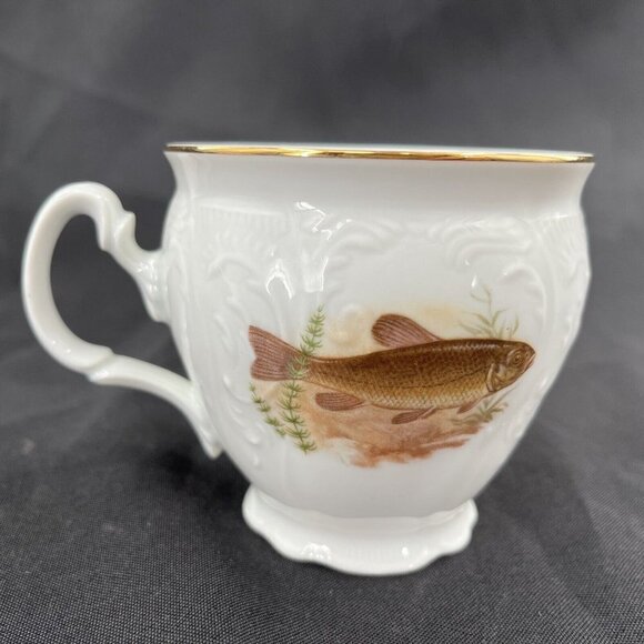 Bernadotte Fine China Tea Coffee Cup and Saucer Set Czech Republic Fish Wildlife - Picture 4 of 8